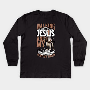 Jesus and dog - Slovak Rough-haired Pointer Kids Long Sleeve T-Shirt